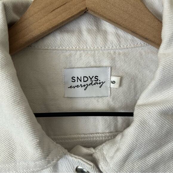 SNDYS Lounge Laurent Denim Jacket White size 6/small - Picture 5 of 6